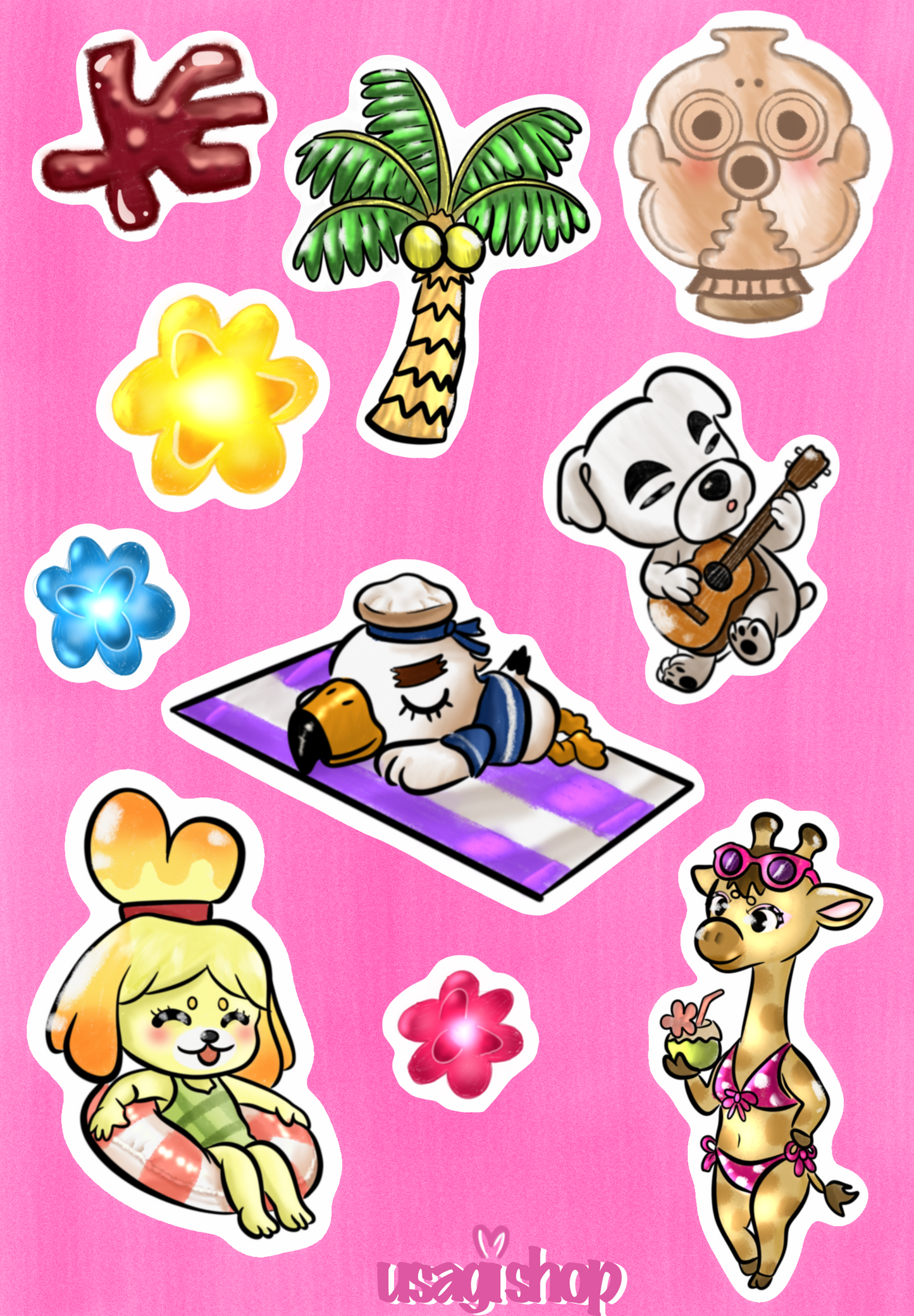 Planche de Stickers coquillages et plage